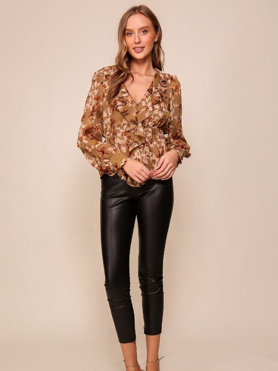 LUMIERE Floral Ruffle Chiffon Blouse | Golden Honey Mix - Picture 5 of 6